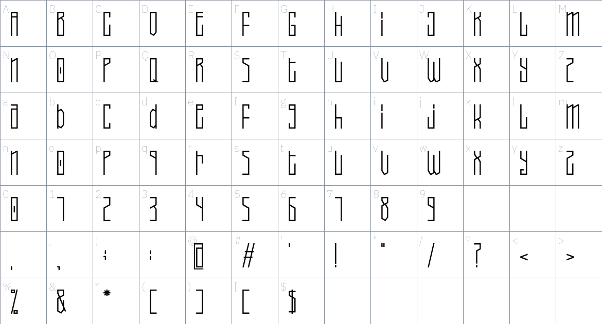 JOINT FORCE font Character Map