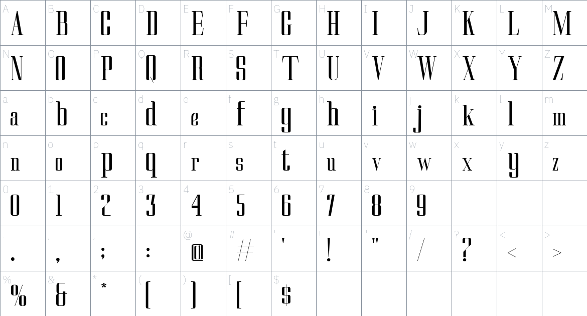 Benso Yolmi font Character Map