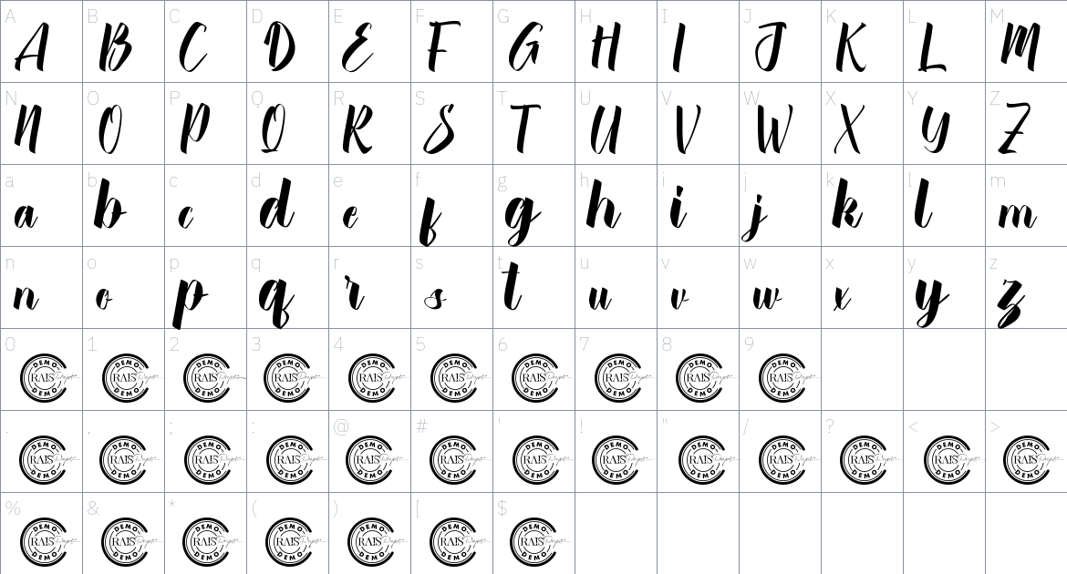 Green Marshal font Character Map