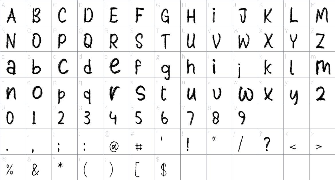 Clownsy Shock font Character Map