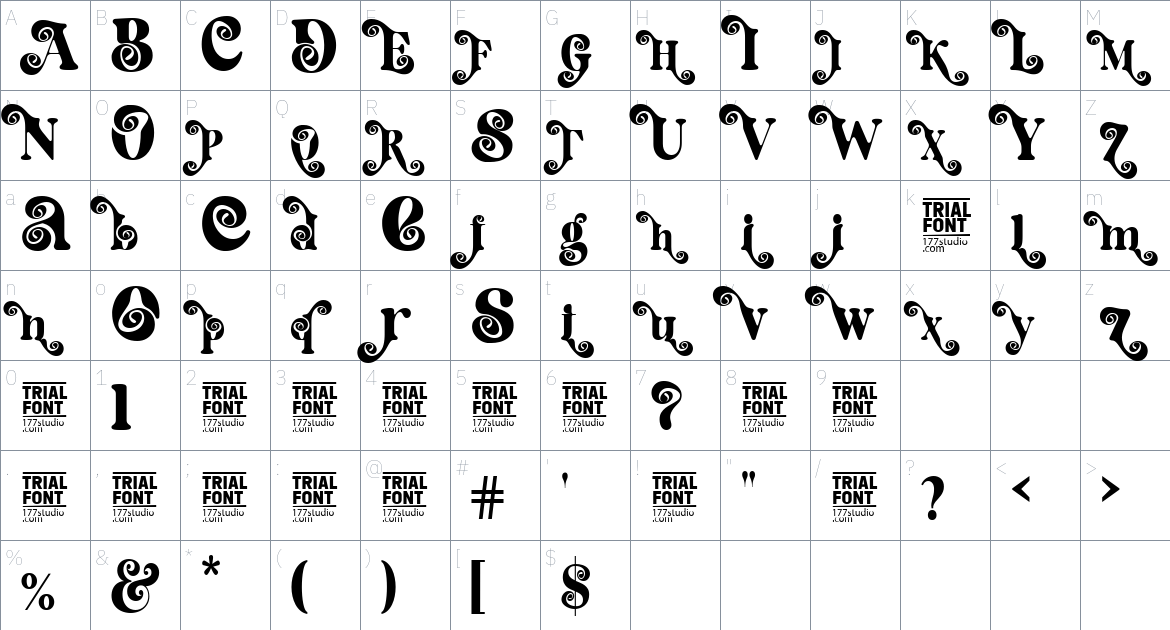 Dilemma Problem font Character Map