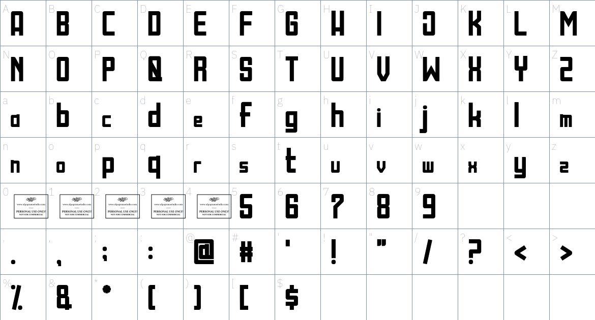 Blooms font Character Map