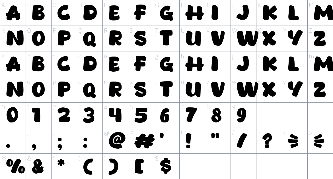 Cakeroll Font font Character Map