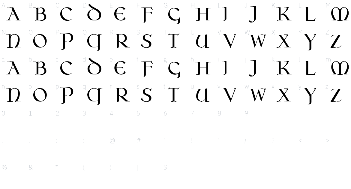 Oseberg font Character Map