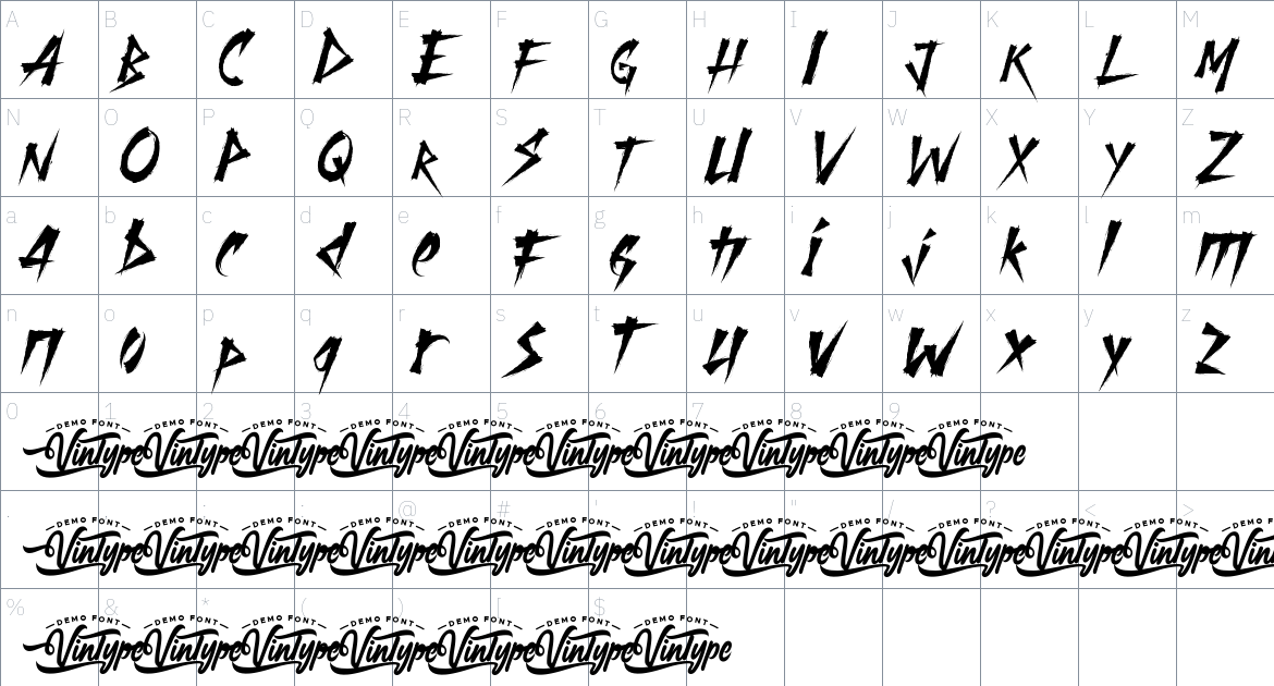 Dark Falcon font Character Map