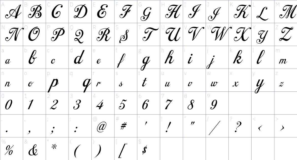 Colagraph font Character Map