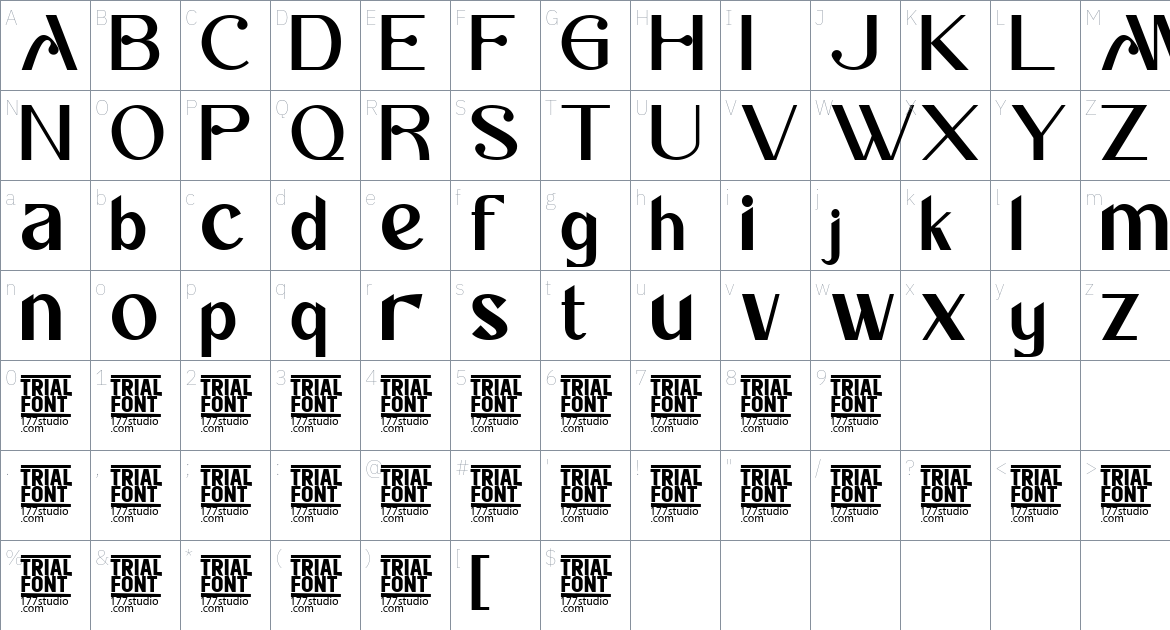 Launched Modern font Character Map