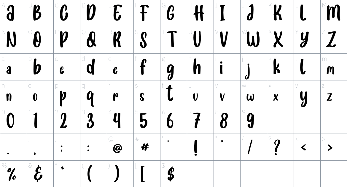 SMILE EVERYDAY font Character Map