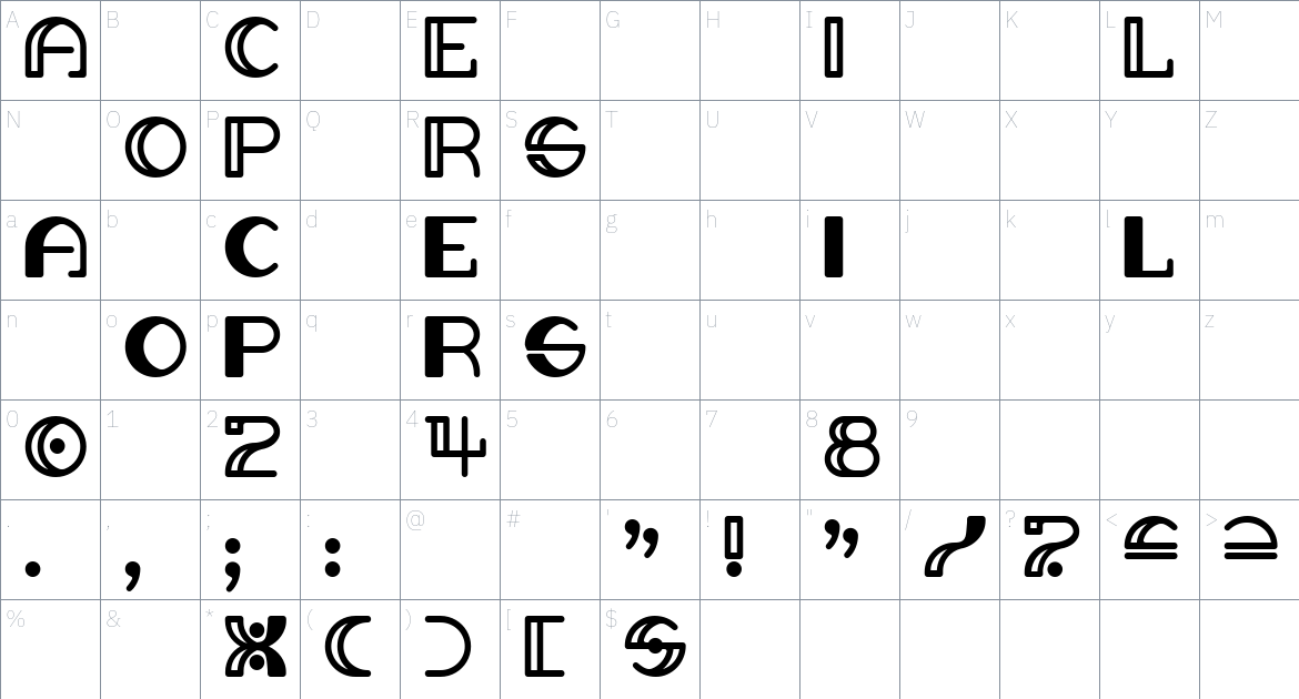 SOLAR ECLIPSE font Character Map