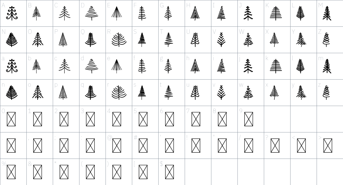 LineTree font Character Map