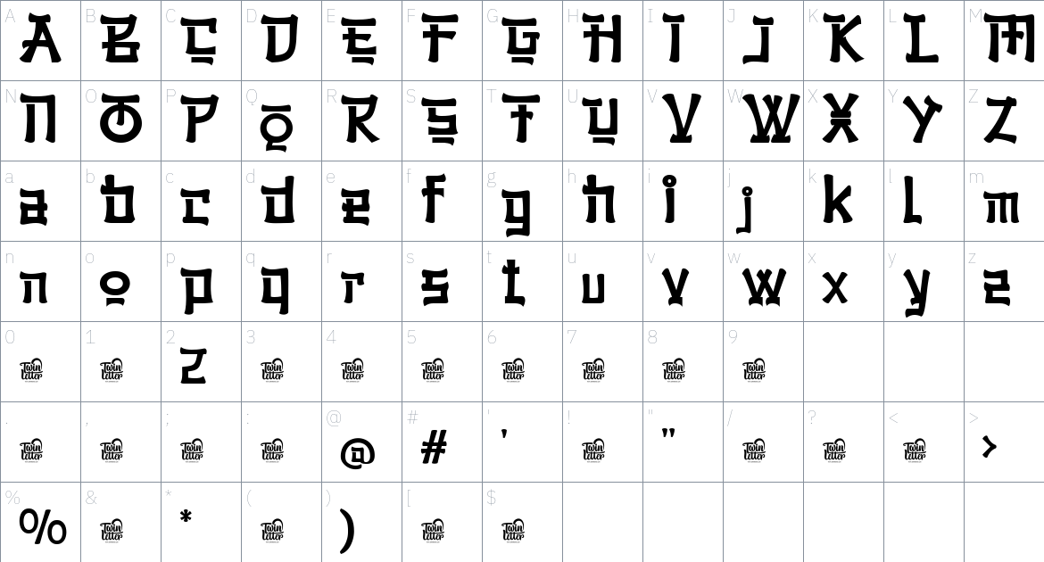 Hizuna font Character Map