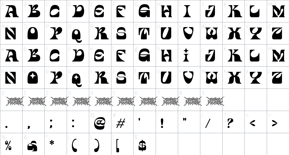 TF Silence Font font Character Map