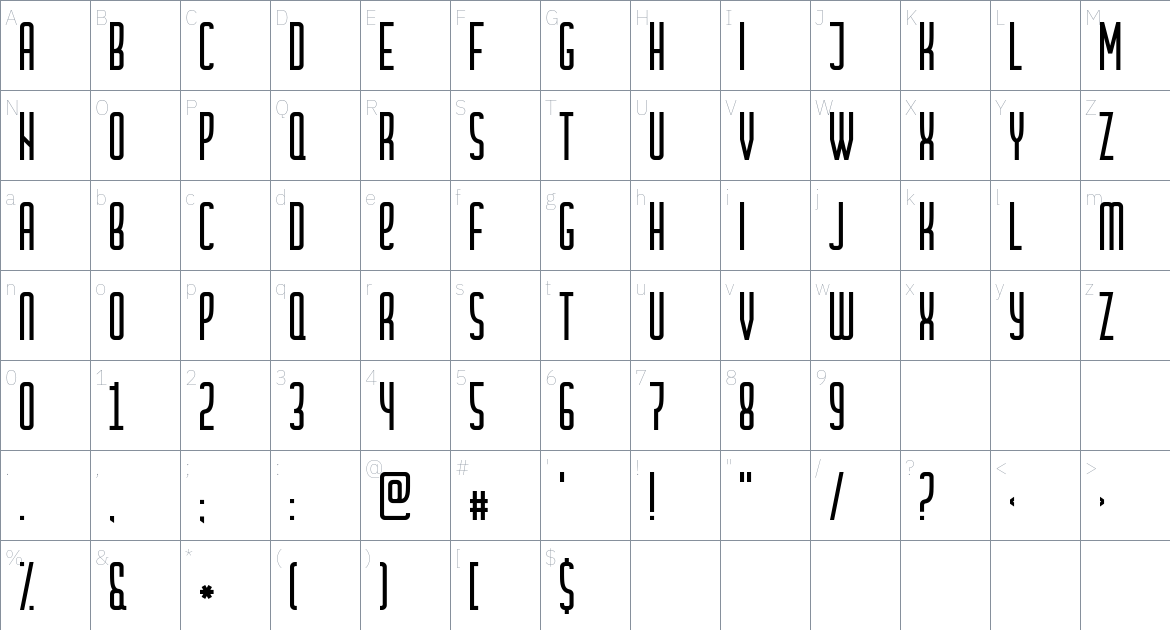 Cramaten Font font Character Map