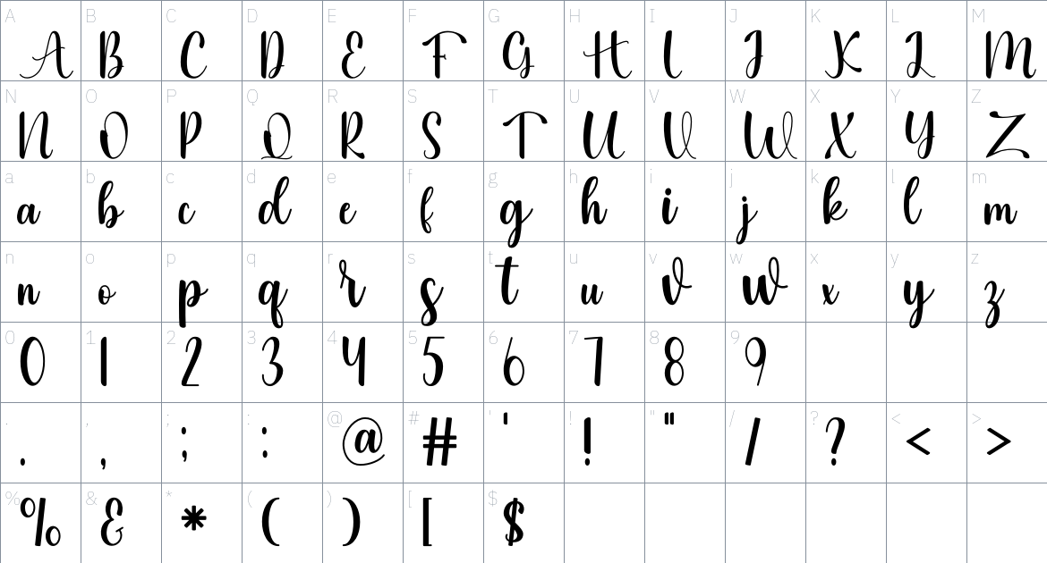 Letsgo font Character Map