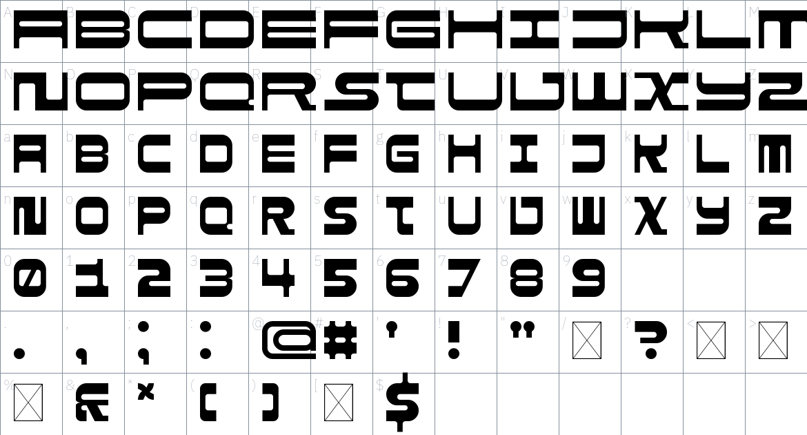 Rebar Font font Character Map