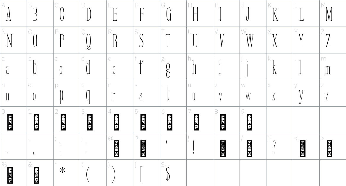 Octane Typeface font Character Map