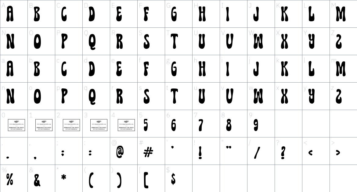 Antiquelogy font Character Map