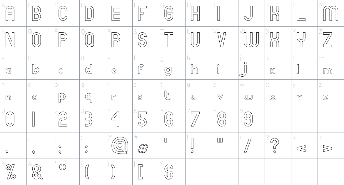 Bartino font Character Map