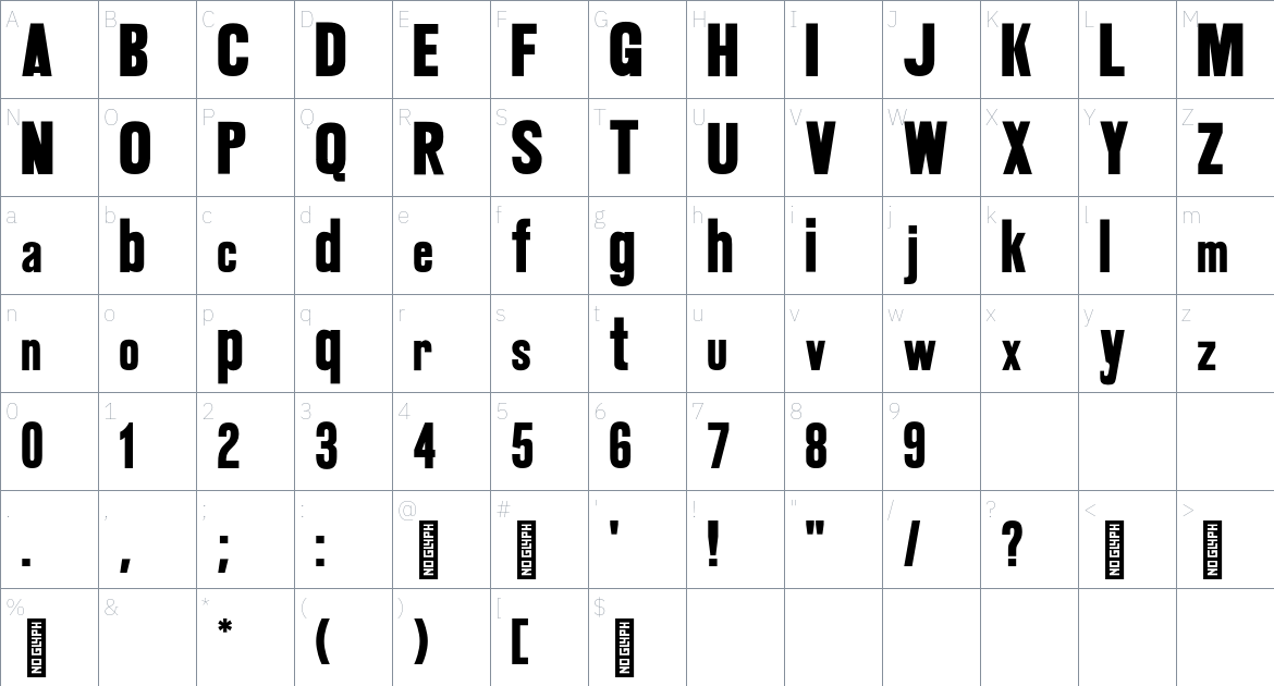 Affigere Font font Character Map