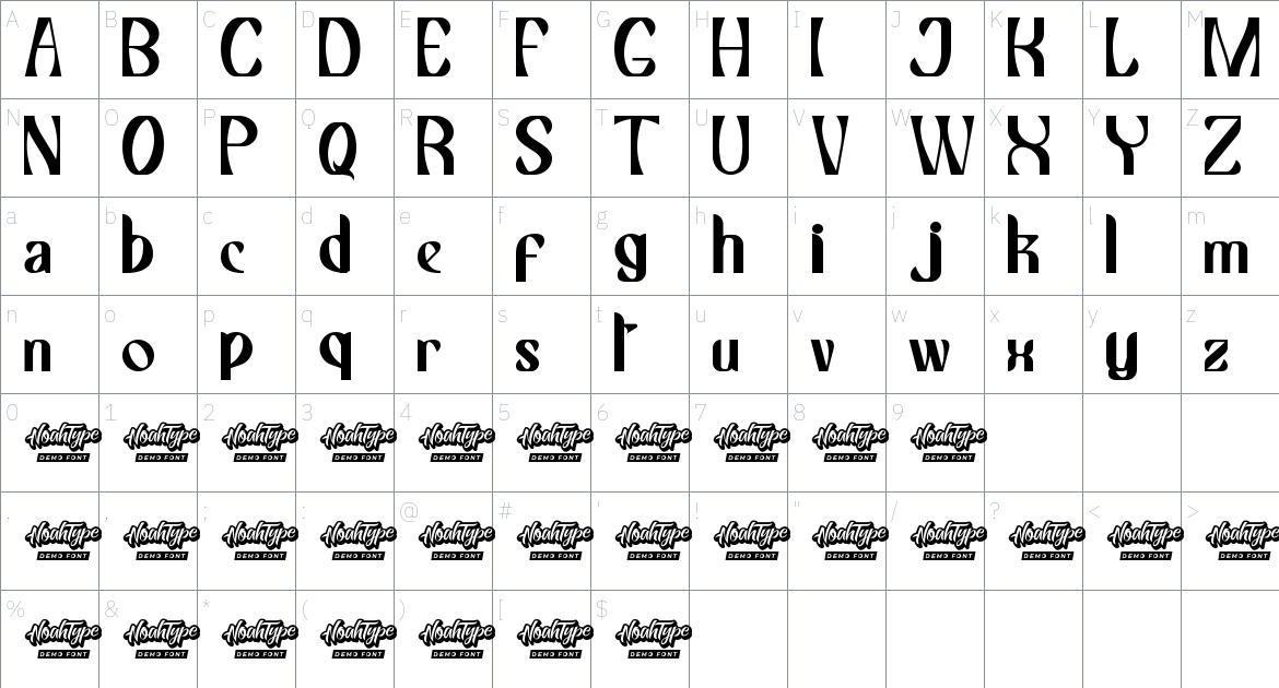 Flashpacker font Character Map