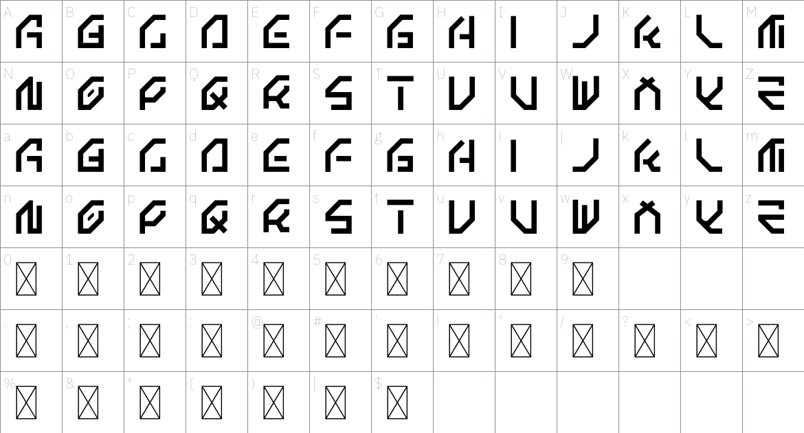 Blocked Font font Character Map