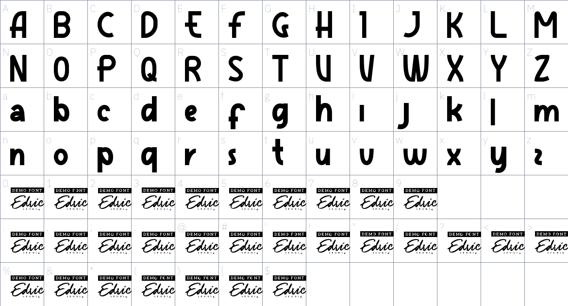 Always Find font Character Map