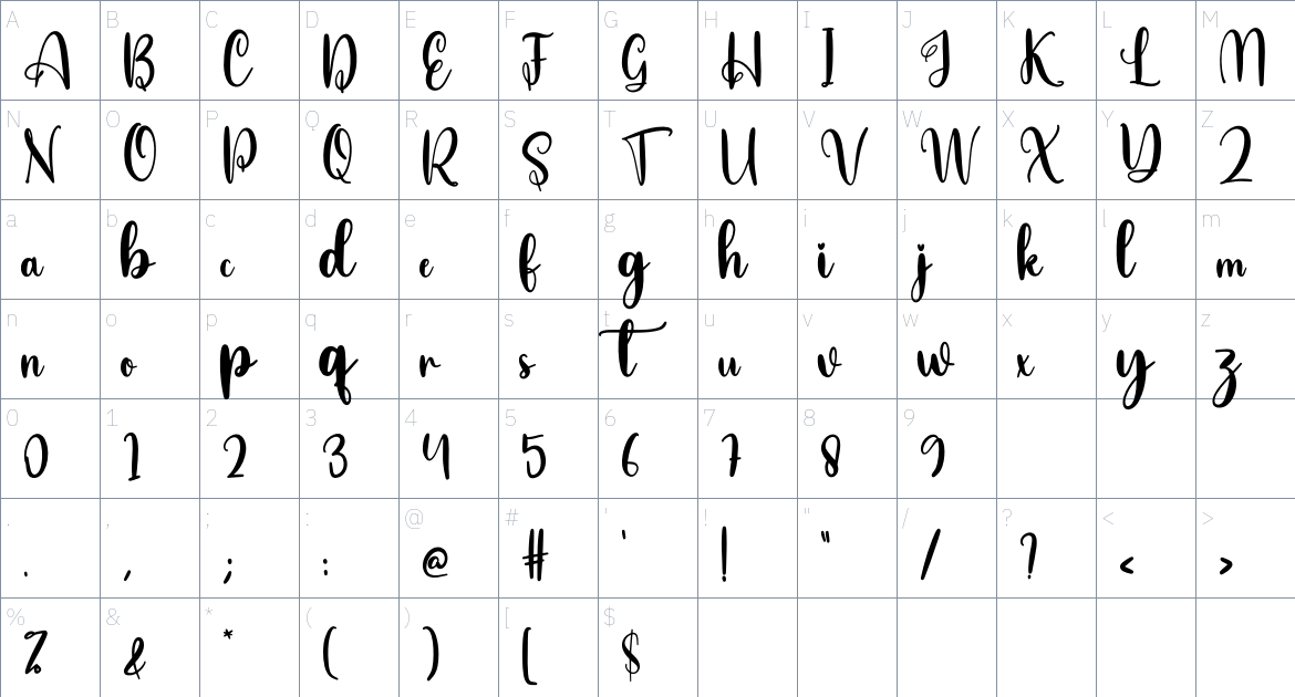 Ruralhome font Character Map