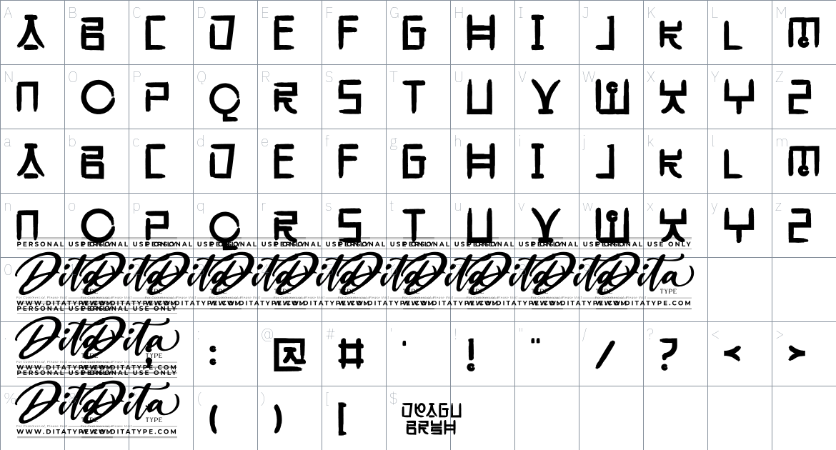 Deagu Brush font Character Map