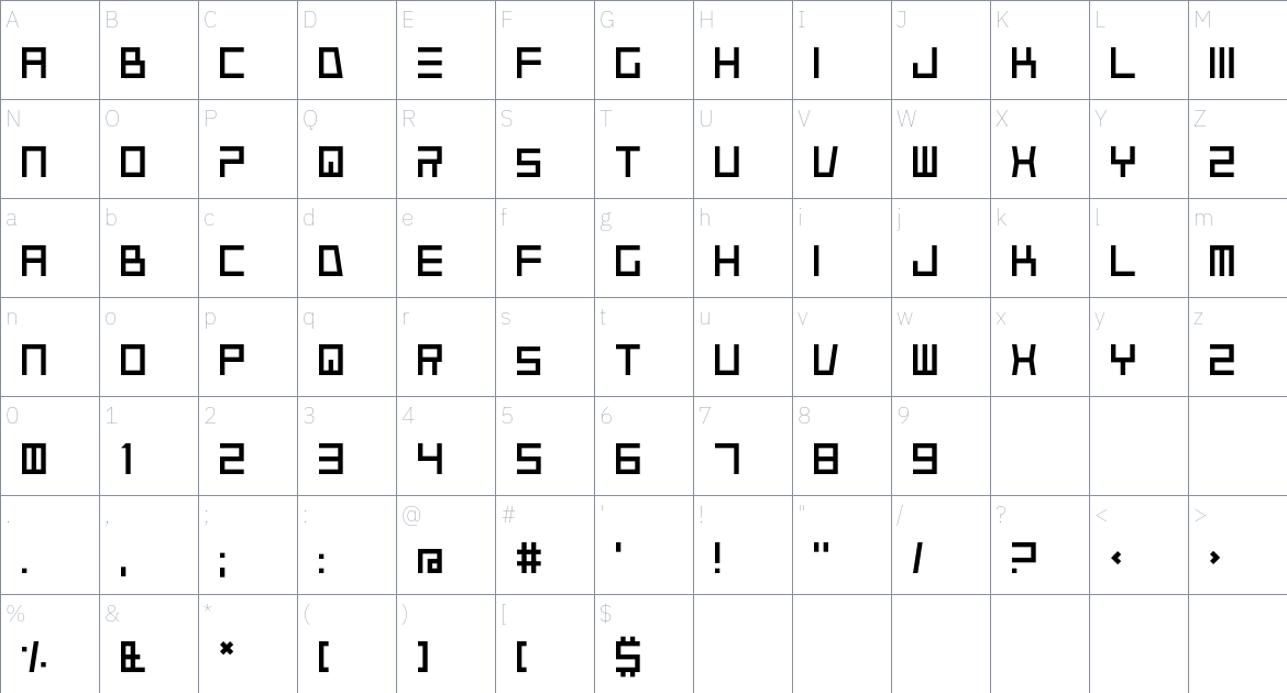 Moncr Font font Character Map