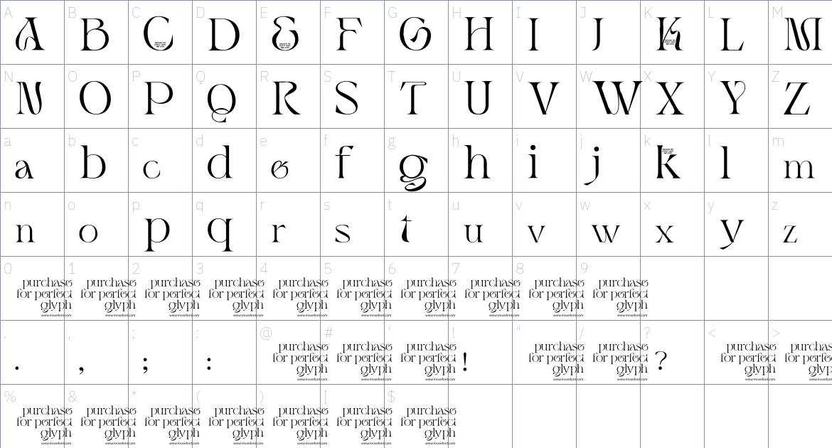 Kamos Grandios font Character Map