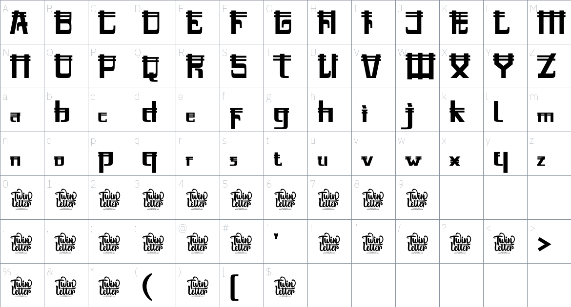 Kitetsu font Character Map