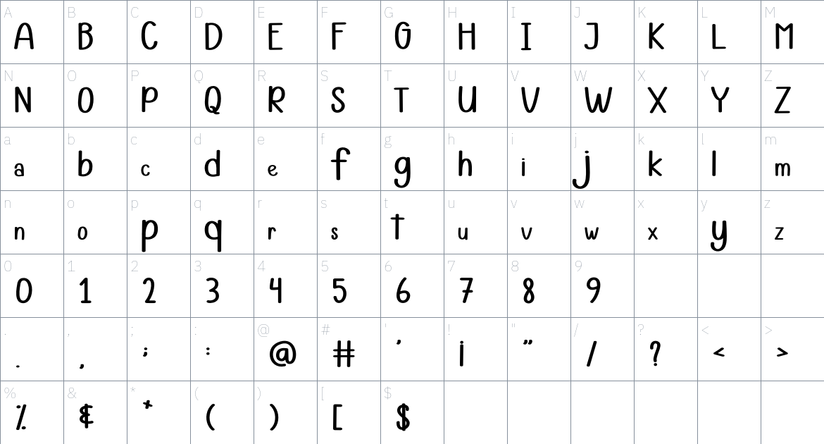 Santasong font Character Map