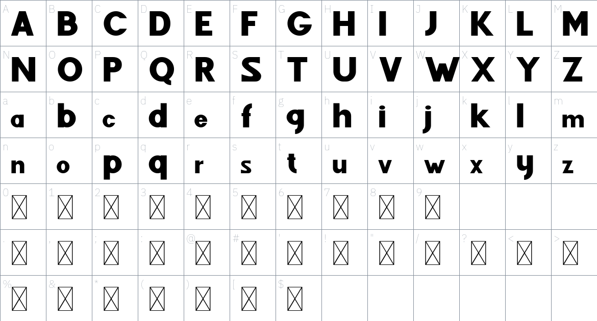 Fenord font Character Map