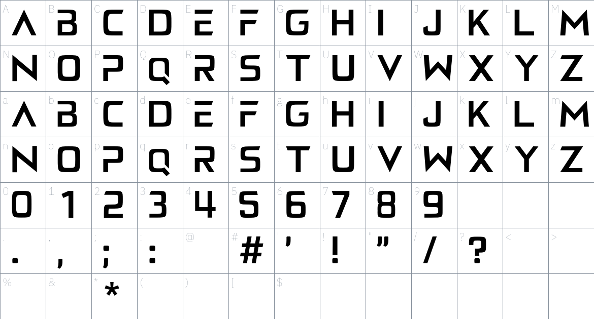 Elnath Font font Character Map