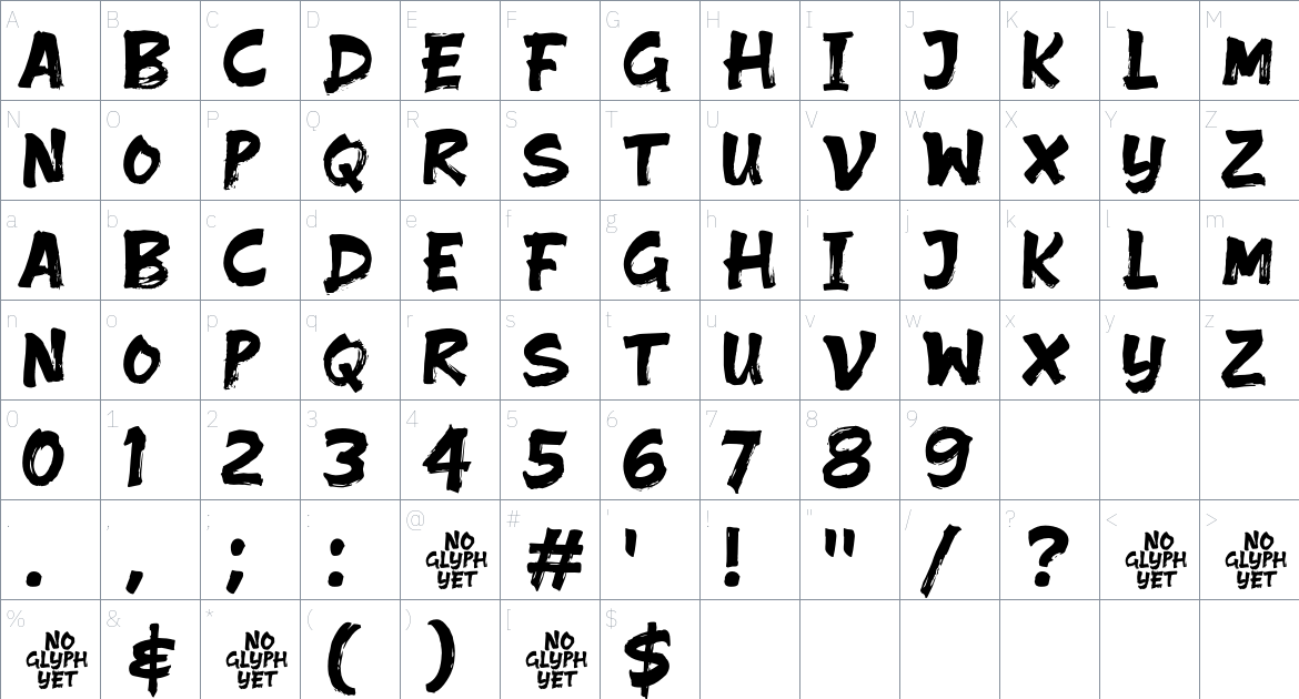 Grouns Font font Character Map