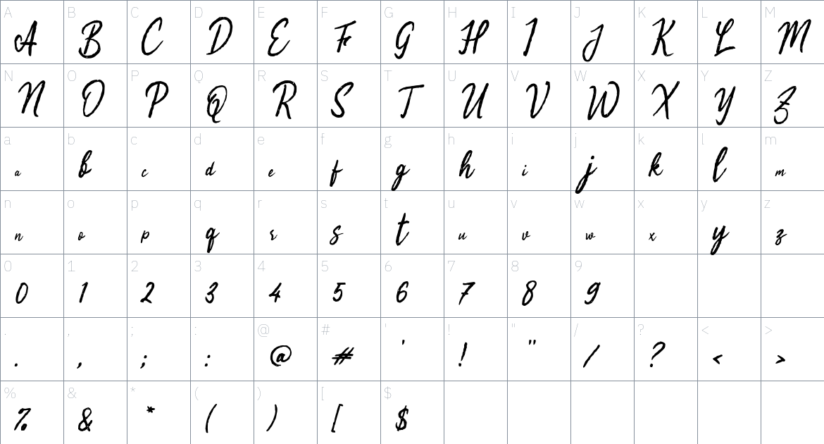 i Irrigation Shallow font Character Map