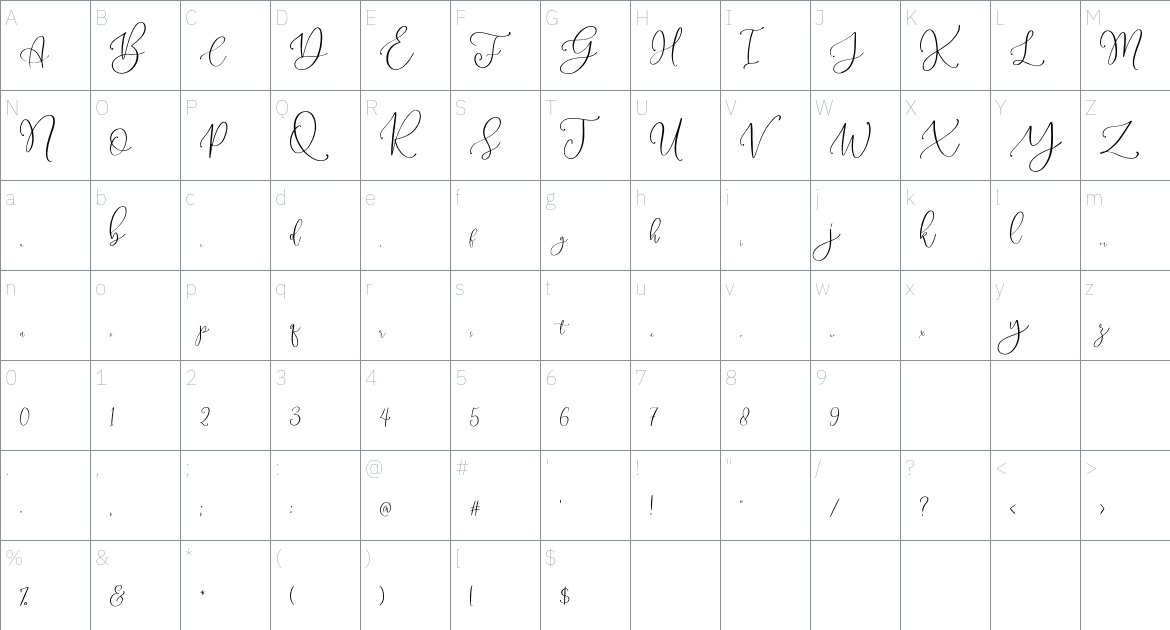 Magdaline Font font Character Map