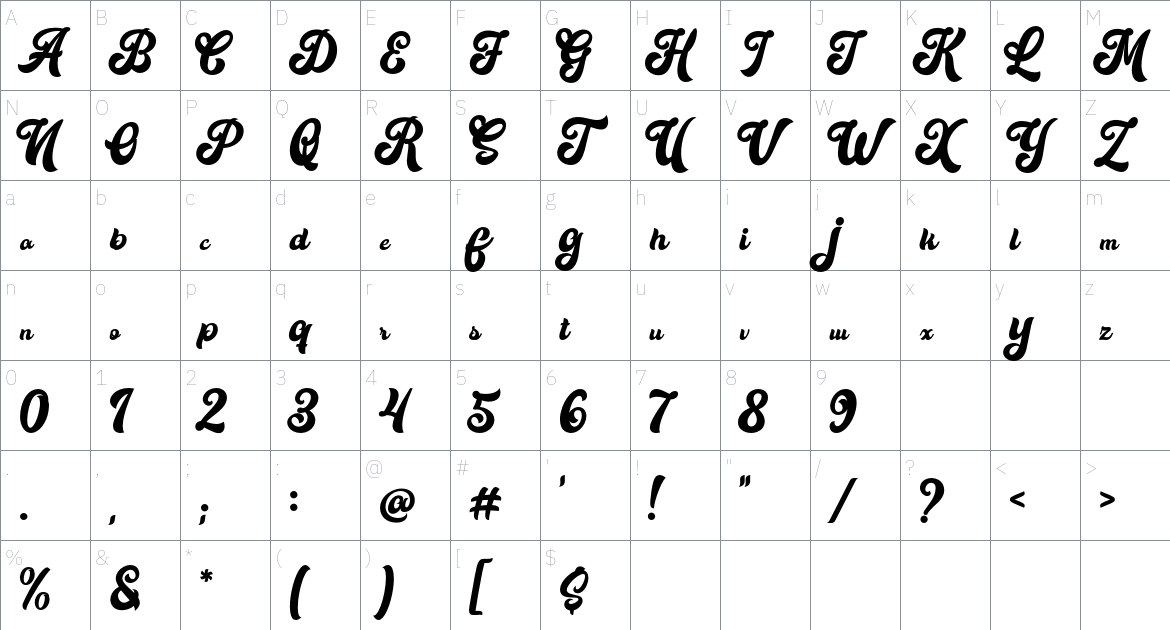 Krasty Font font Character Map