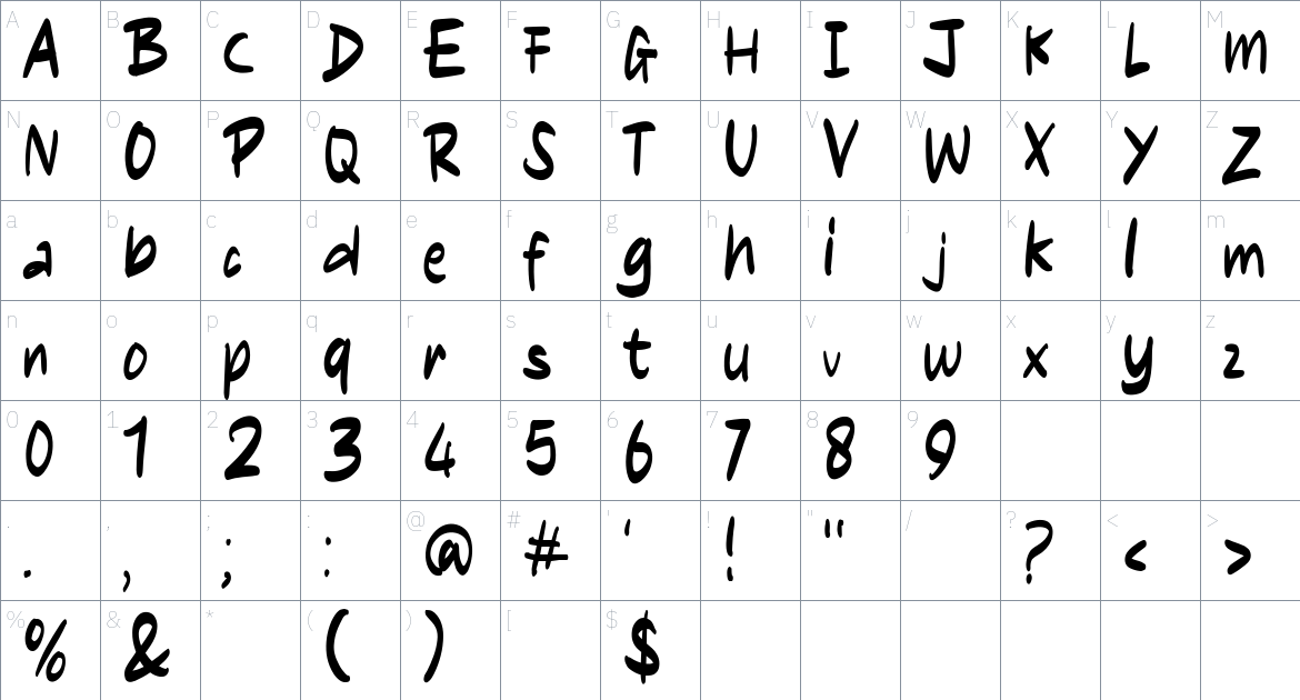 Blinked Font font Character Map