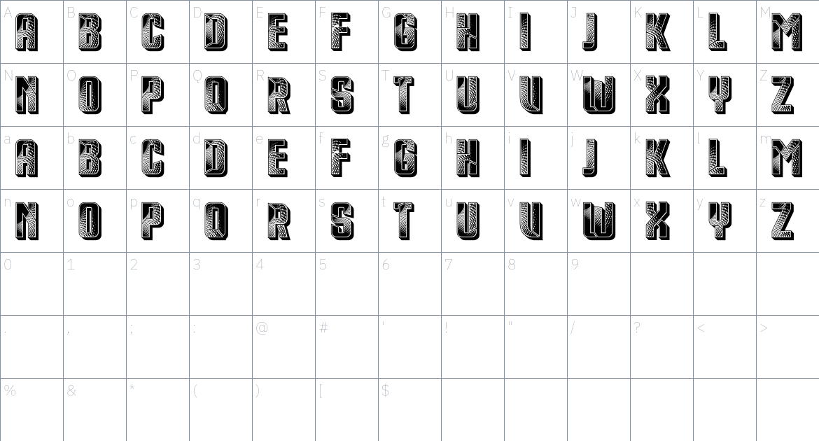 Sausage Master font Character Map