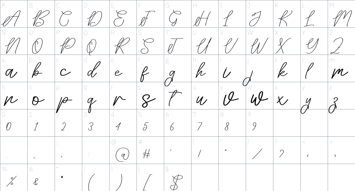 Already font Character Map