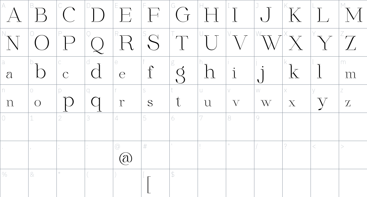 Qidango font Character Map