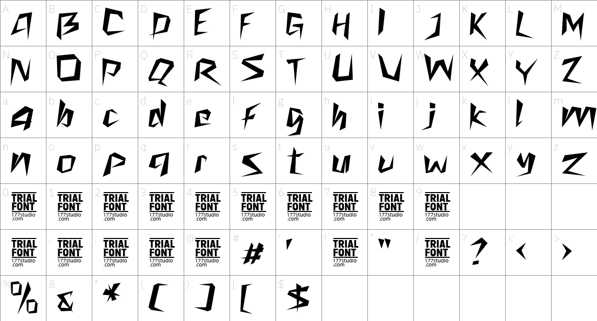 Beginning Principle font Character Map