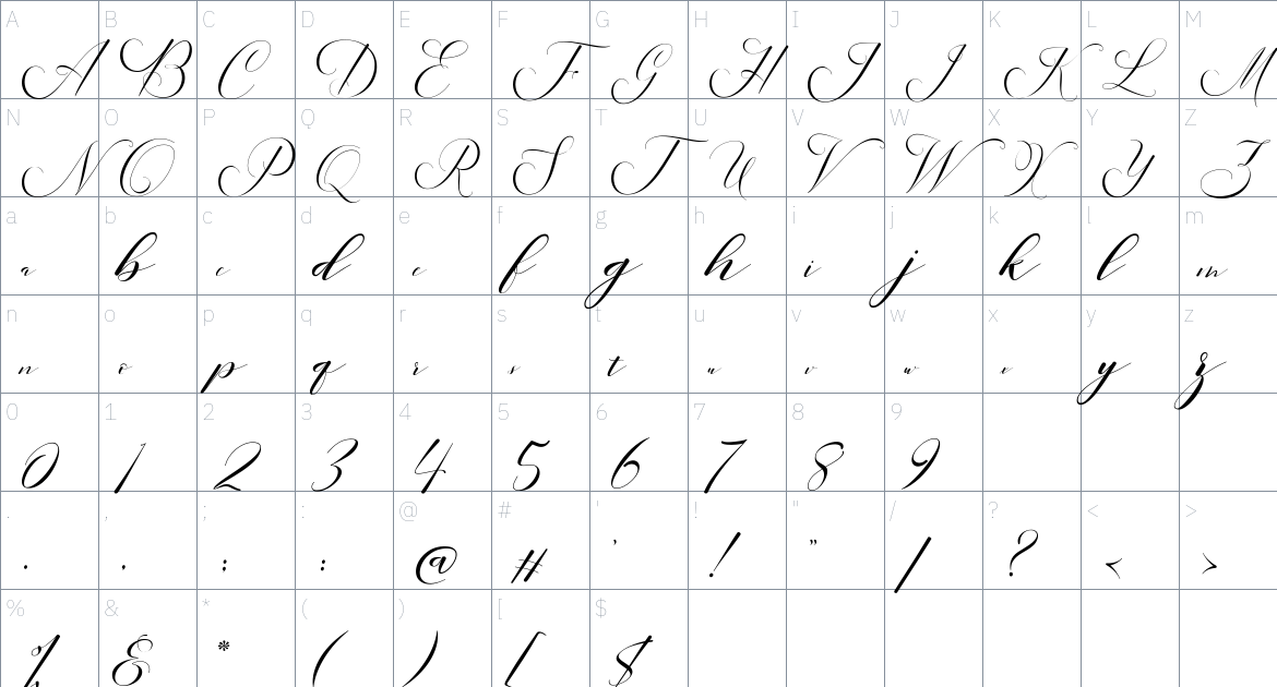 Lucinda Font font Character Map