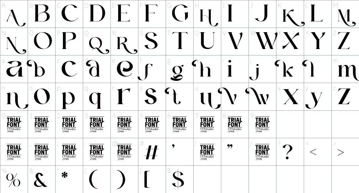 Roommate Surrealism font Character Map