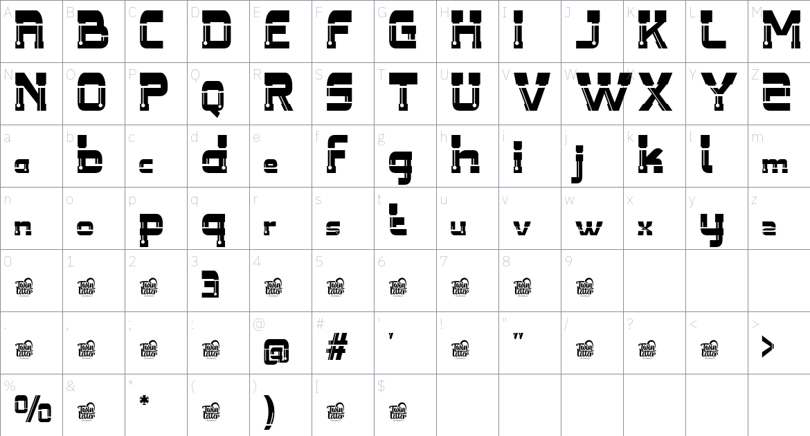 Tanire font Character Map