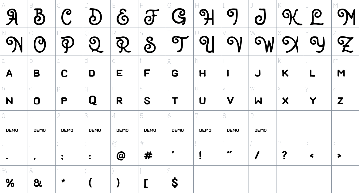 Clarkson Font font Character Map