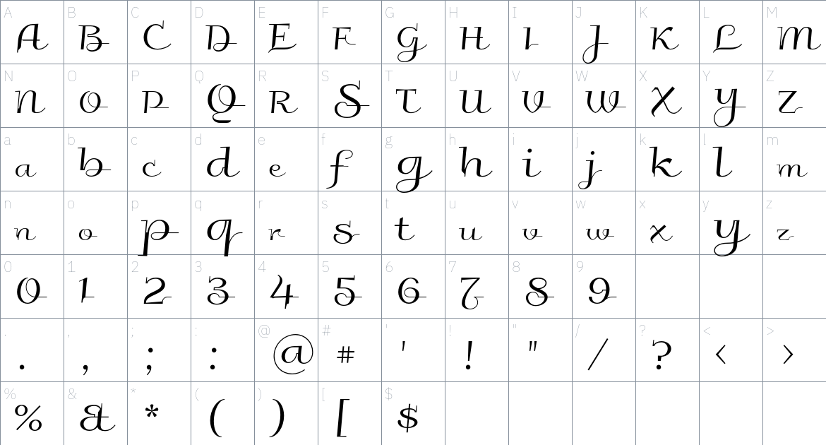 Galberik Font font Character Map