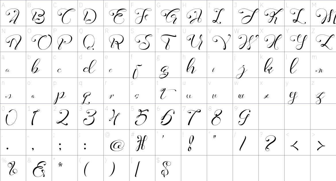 Meikaylla font Character Map