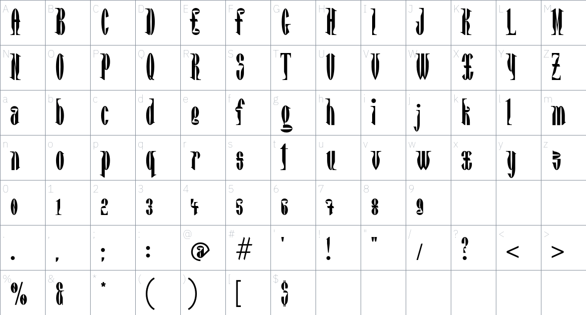 Abac Typeface font Character Map